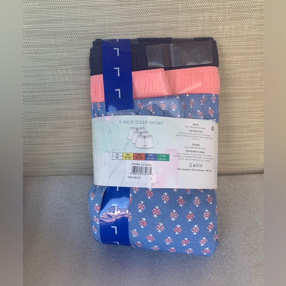 Sleep Shorts 3 pieces Black, Pink, Blue color Large